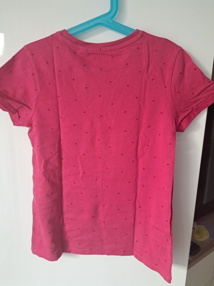 T-shirt next 128 134 różowa fuksja tęcza