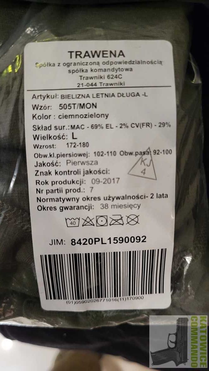 Bielizna wojskowa, letnia długa wzór 505T/MON roz. L
