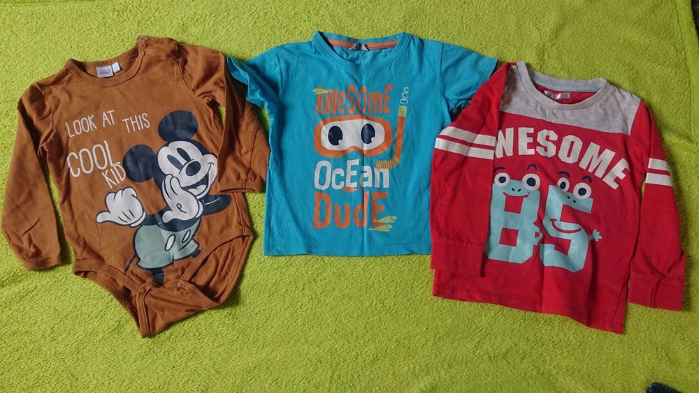 Body + 2 bluzki r. 92 / podkoszulek / T-shirt domowe / stan dobry