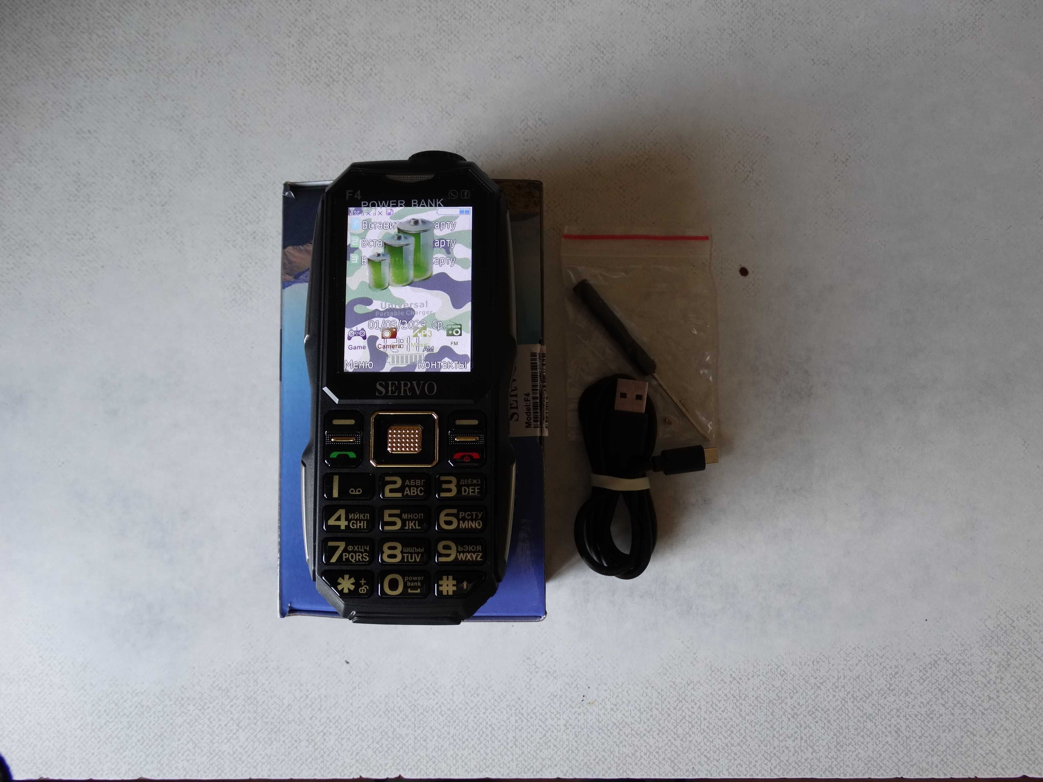 кнопочный телефон-повербанк SERVO F4 3 SIM
