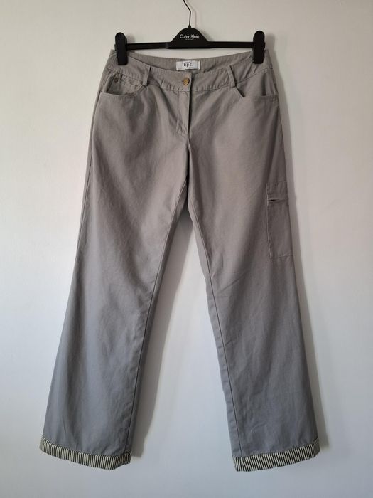 Nowe spodnie proste szerokie damskie ocieplone bojówki cargo dzwony