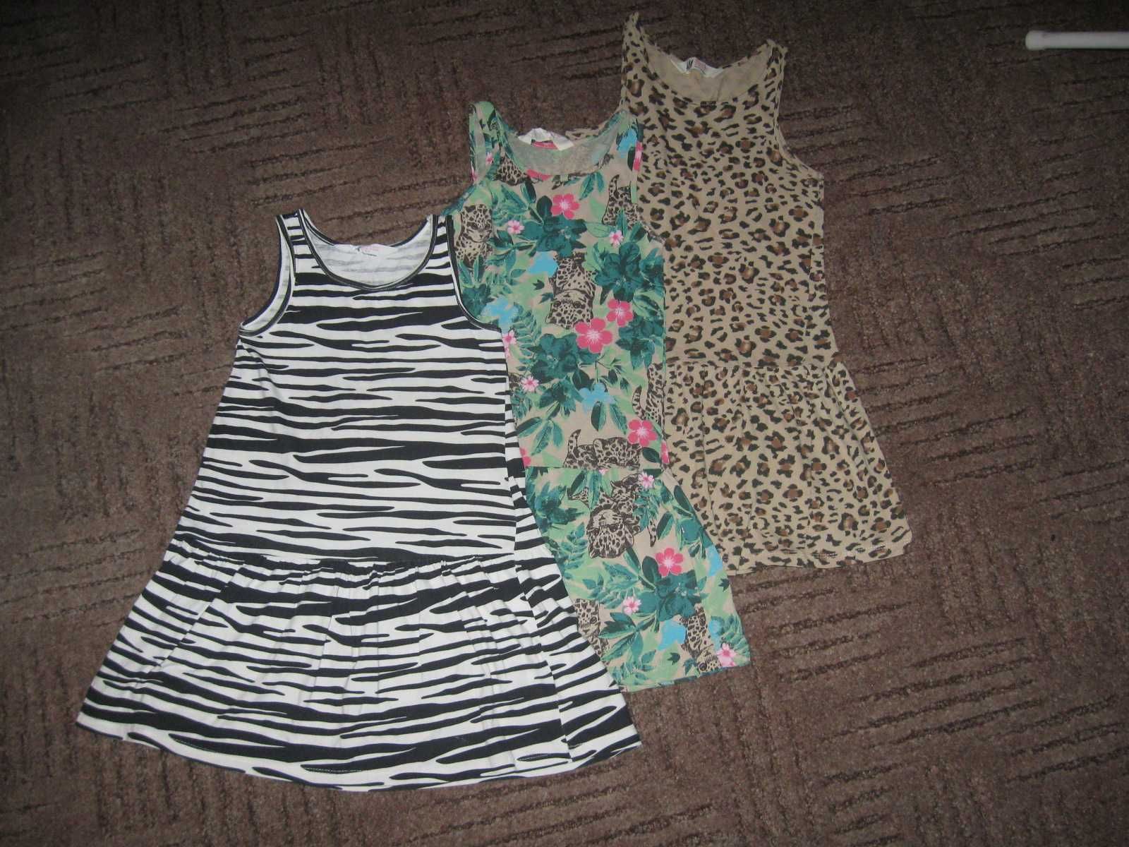H&m 3 pak sukienki panterke,ZEBRE roz 110/116 śliczne JEDYNE!!!