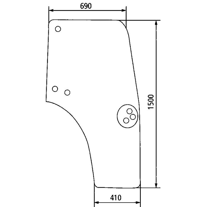 Szyba drzwi lewe do ciągnika Case Quantum ACX280