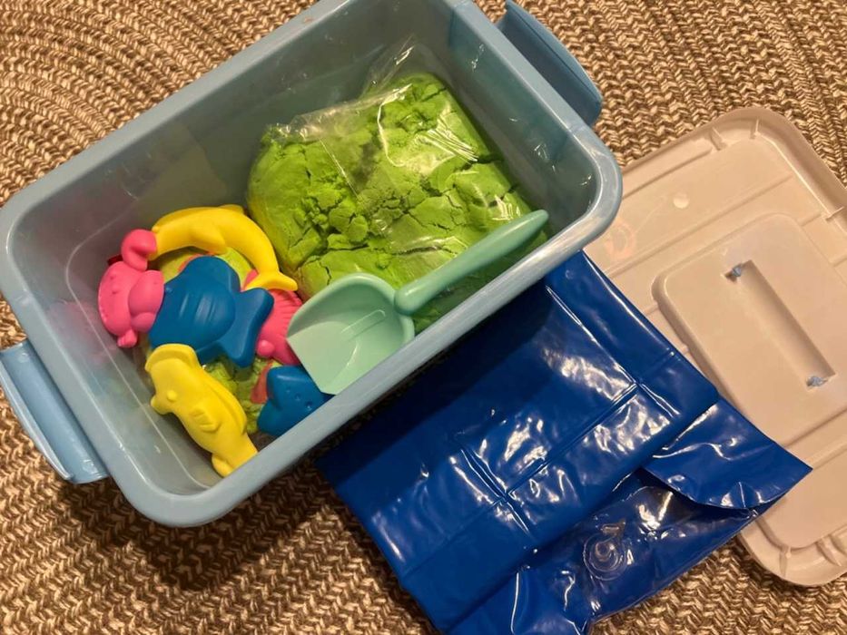 Piasek Kinetyczny 3KG Piaskownica Basen Foremki Zestaw XXL