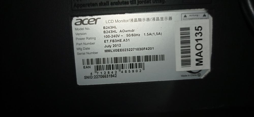 Monitor Acer 24"