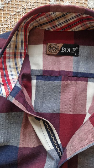 Koszula męska Bolf w kratkę z długimi rękawami