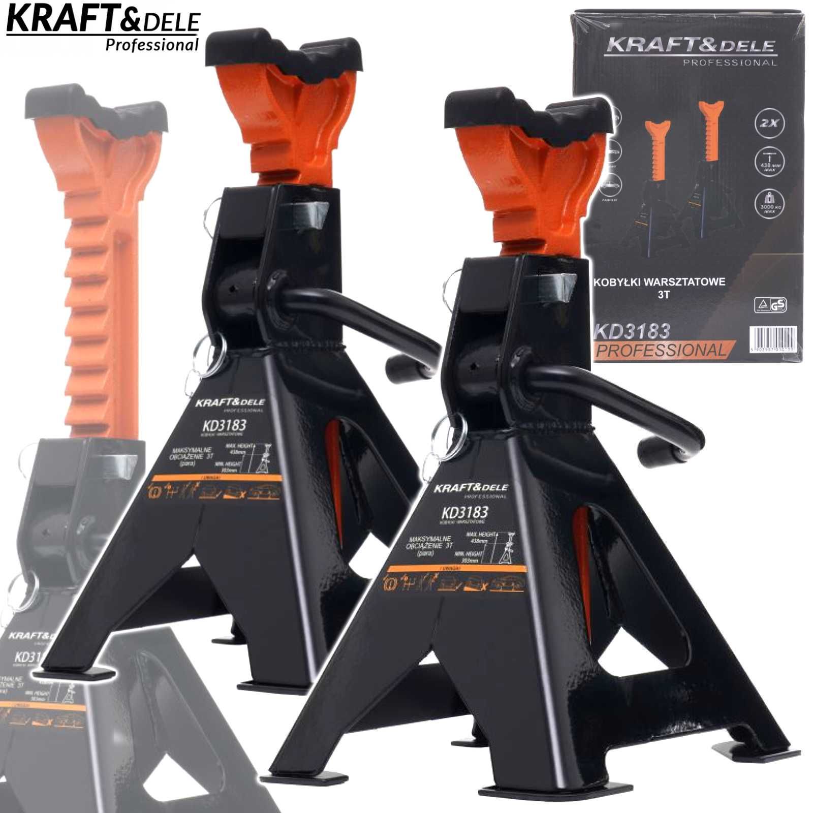 KRAFT&DELE Kobyłki Samochodowe Podstawki Podpory 3 Tony 2szt KD3183