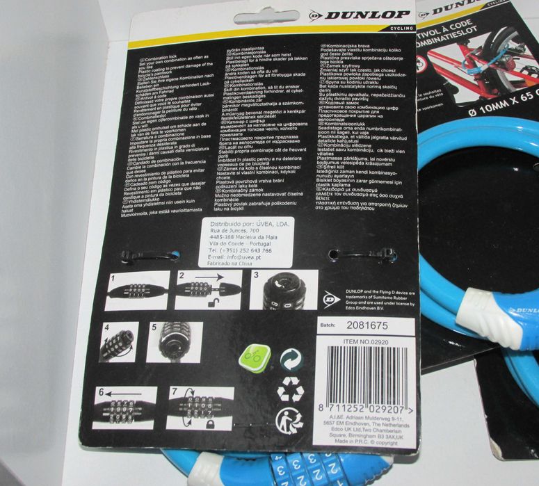 4 x Combination Lock/ Cadeado com Código, Dunlop