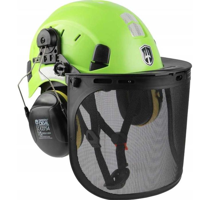 Kask Ochronny GREEN DEVIL 3w1 z Wentylacją Ochroną Słuchu  53-63cm