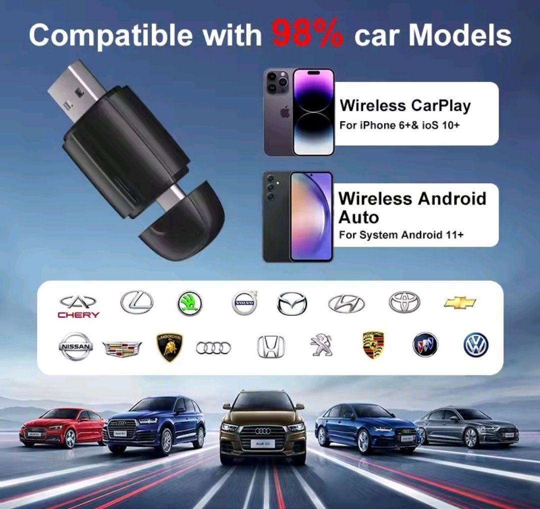 Adaptador Carplay e AndroidAuto USB e USB C