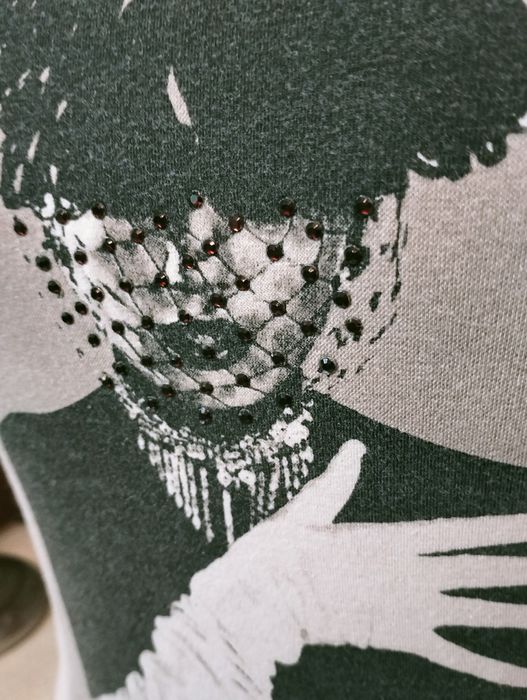 Beżowa bluzka z bawełny, z nadrukiem; SCHUMACHER; rozmiar M