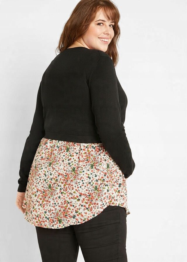 B.P.C sweter ciążowy i do karmienia z koszulową wstawką 44/46.