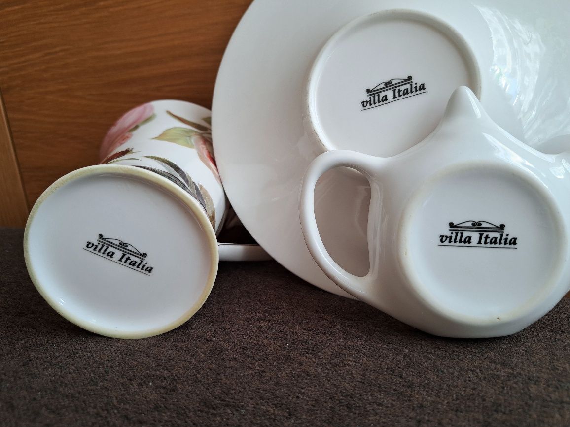 Porcelanowy komplet Villa Italia- kubek z talerzykiem