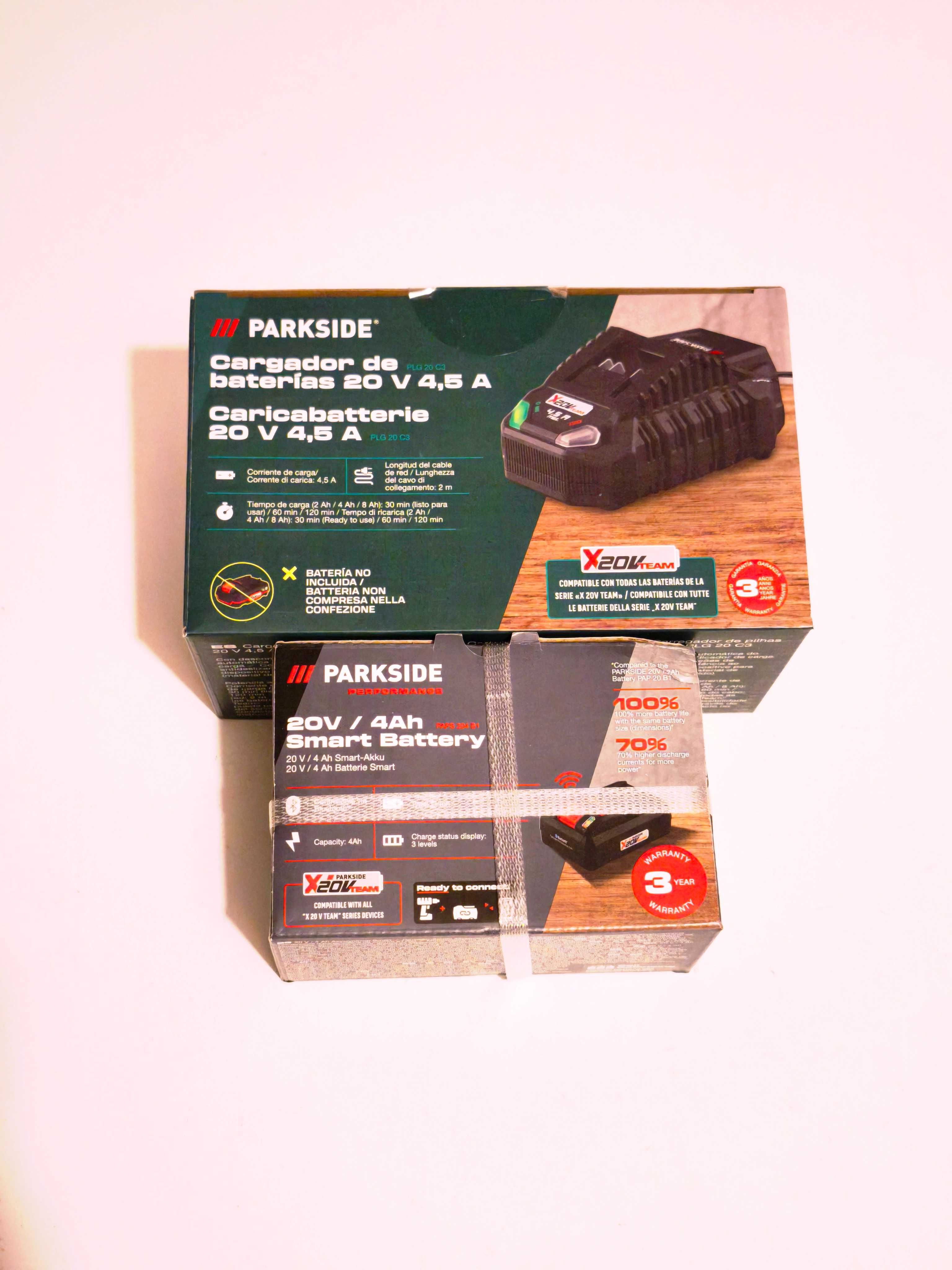 Pack Pro bateria 20v Smart + Carregador rápido Parkside * NOVO *