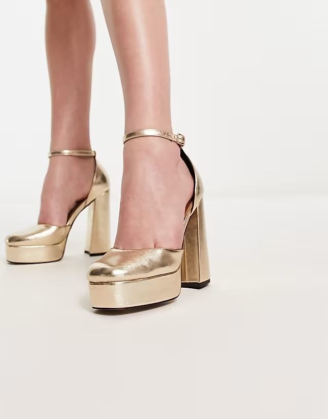 Asos Design 42 Złote Czółenka Na Platformie Priority R13095