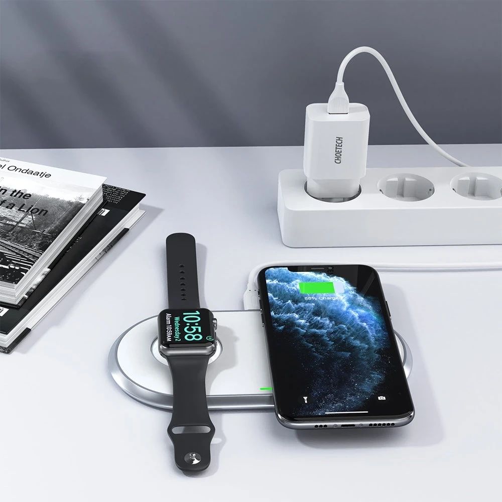 Choetech ładowarka bezprzewodowa Qi 2w1 do smartfonów / Apple Watch