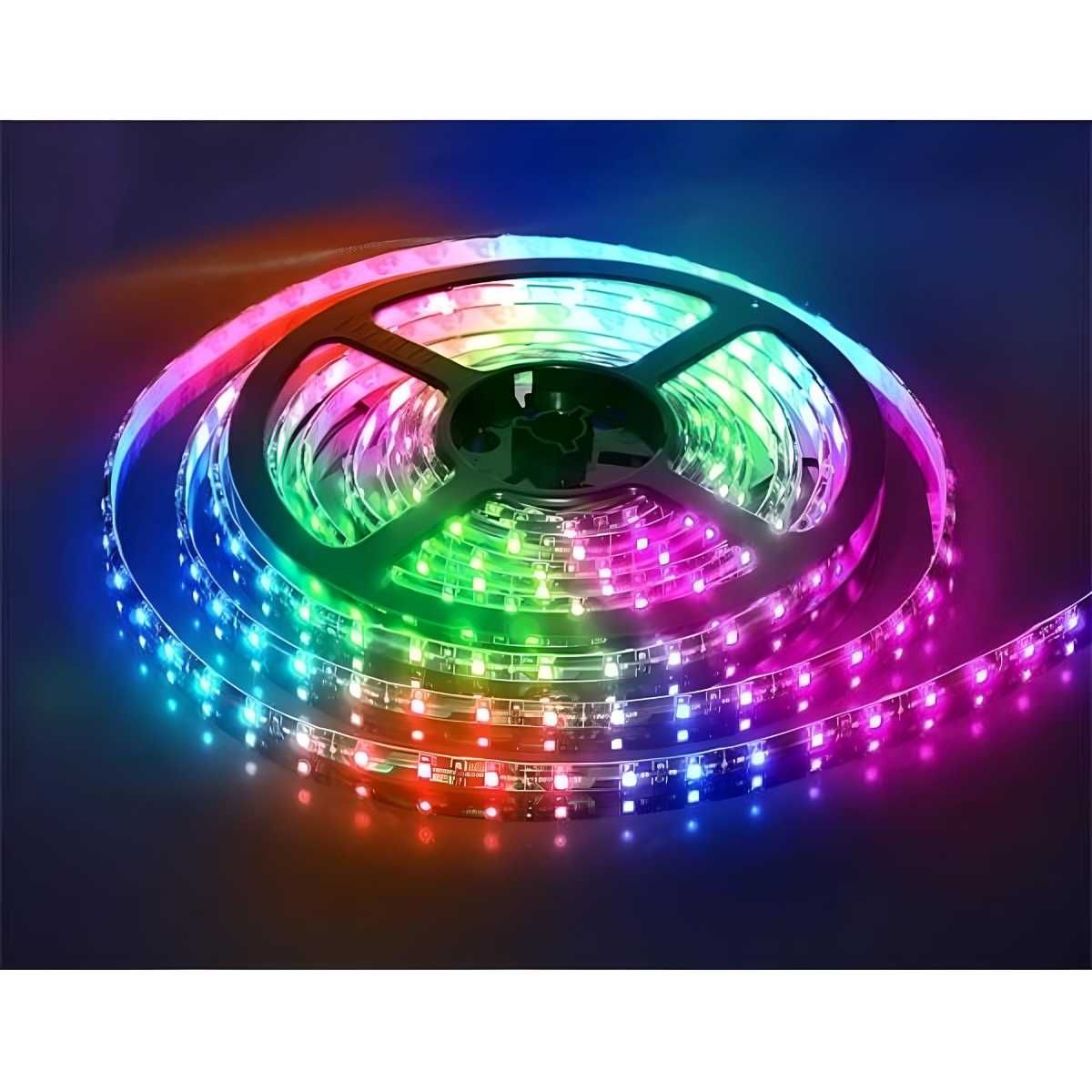 Світлодіодна стрічка багатобарвна RGB 5м Led з пультом