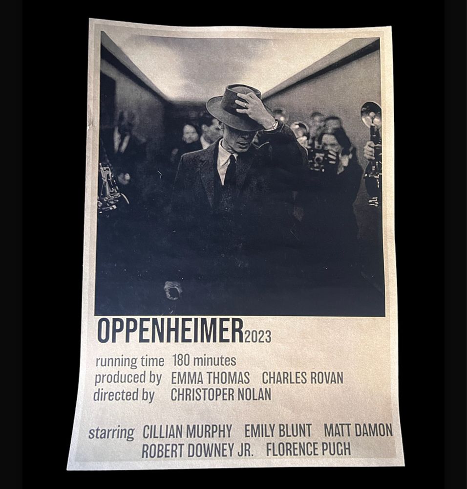 Plakat papierowy oppenheimer old school vintage
