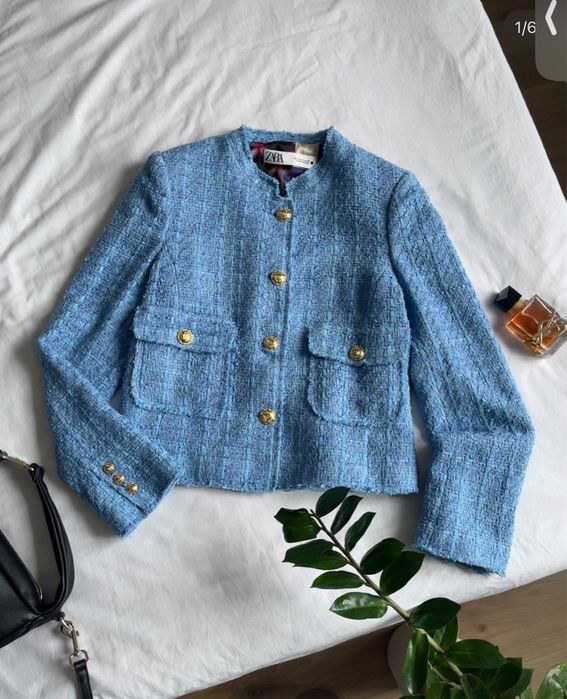 Стильний твідовий пiджак ZARA