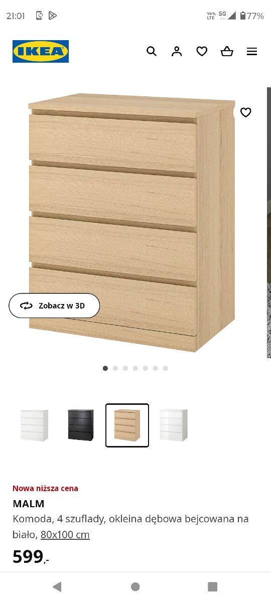 Komoda MALM IKEA dębowa