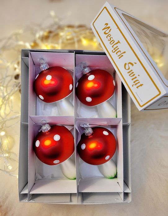 Bombki grzybki jak PRL 4 sztuki muchomorki