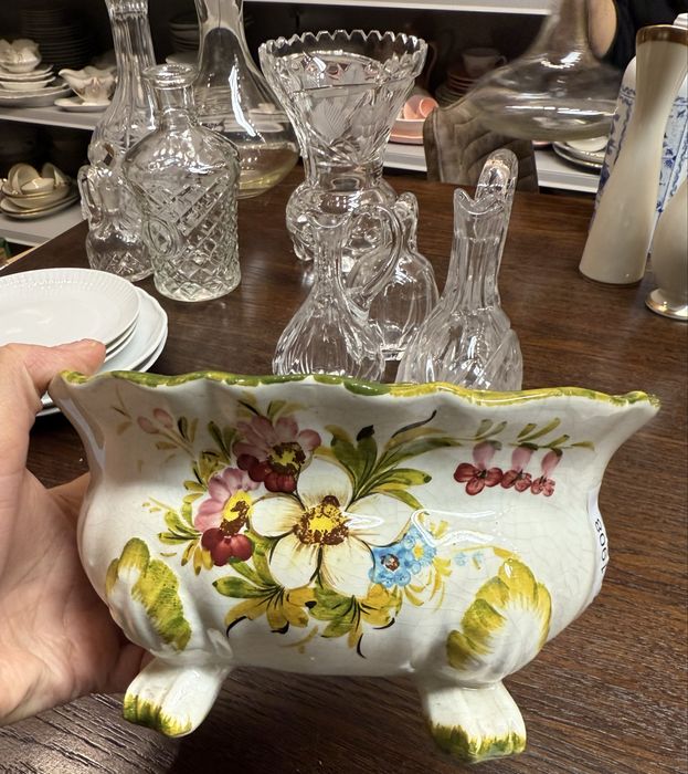 Osłonka ceramiczna doniczka Włoska Italy ręcznie malowana 1908