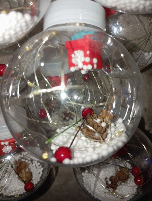 Гирлянда медная проволока Штора прозрачные шары с наполнением