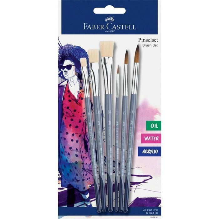 Pędzelki kreatywne 6szt FABER CASTELL Faber Castell blister,254x124