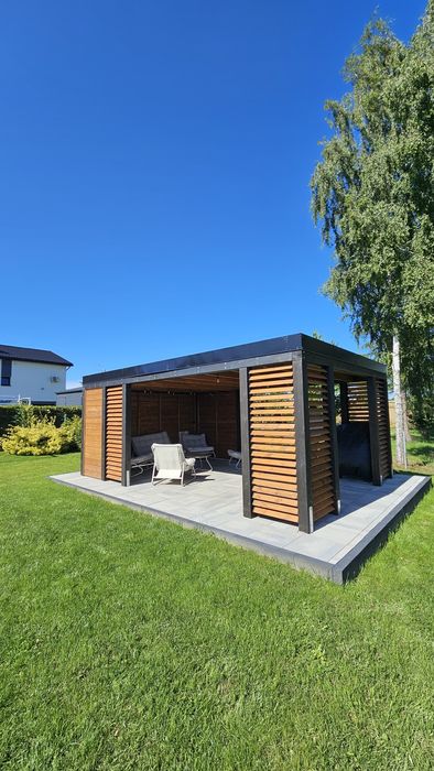 Drewniana altana ogrodowa, nowoczesna altana, pergola, zadaszenie