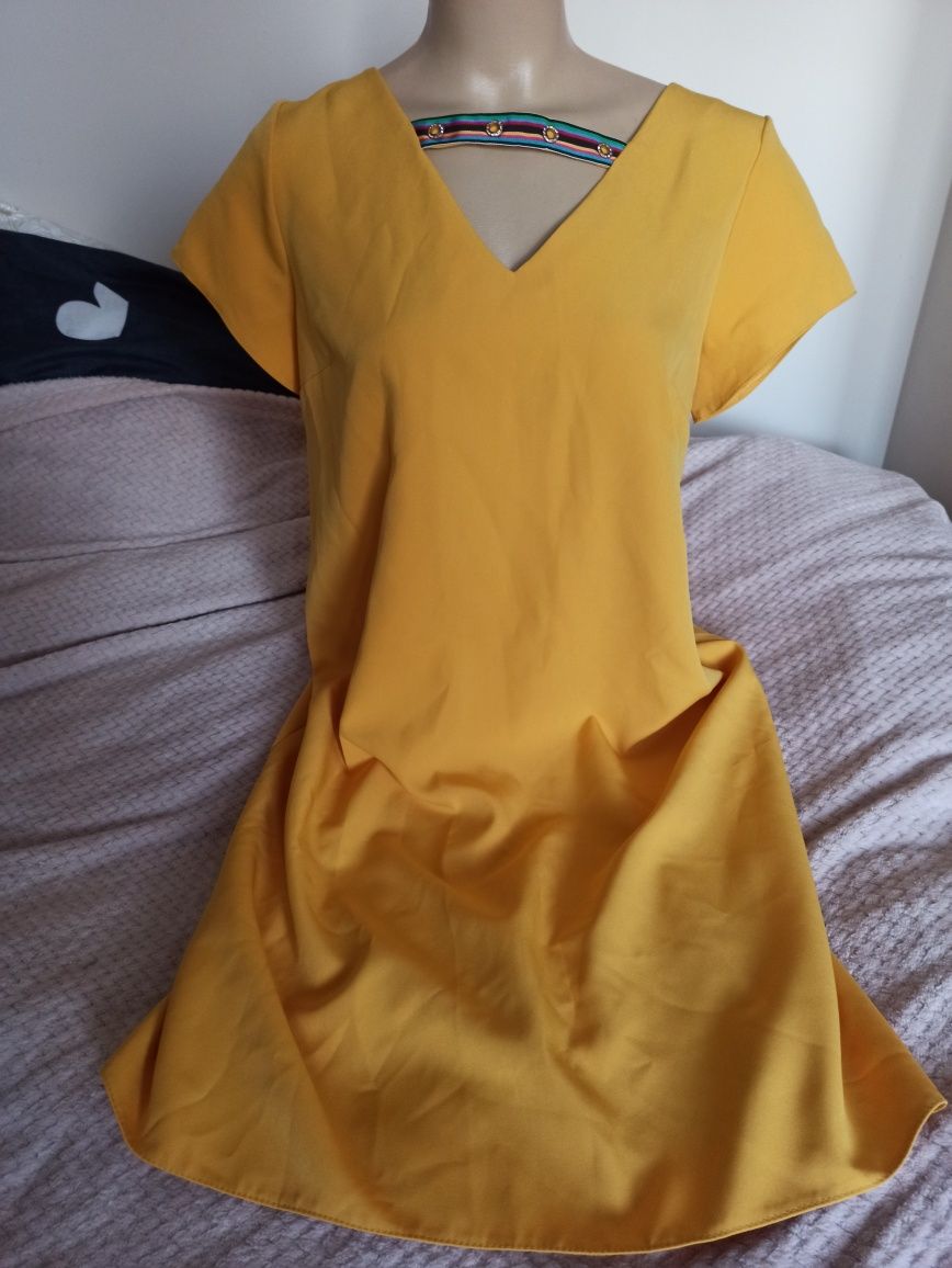 Sukienka żółta musztardowy damska