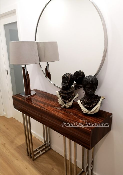 Consola C 1703 (Novo) PROMOÇÃO branco e pau ferro alto brilho