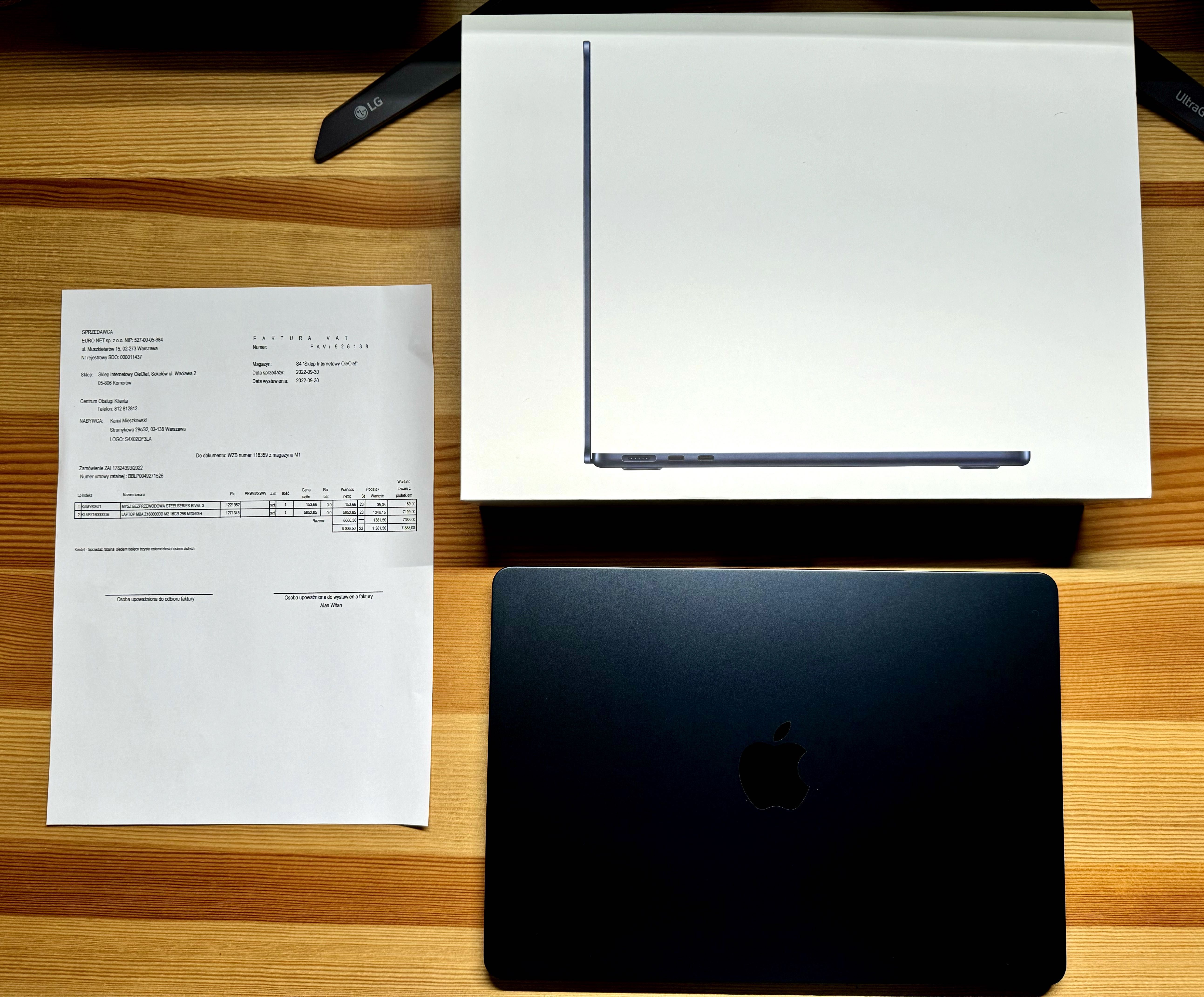 IDEALNY Apple MacBook Air M2/16GB/256GB Midnight, gwarancja!