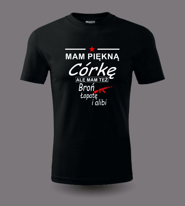 Koszulka t-shirt czarna z nadrukiem wspinaczka górska prezent XL