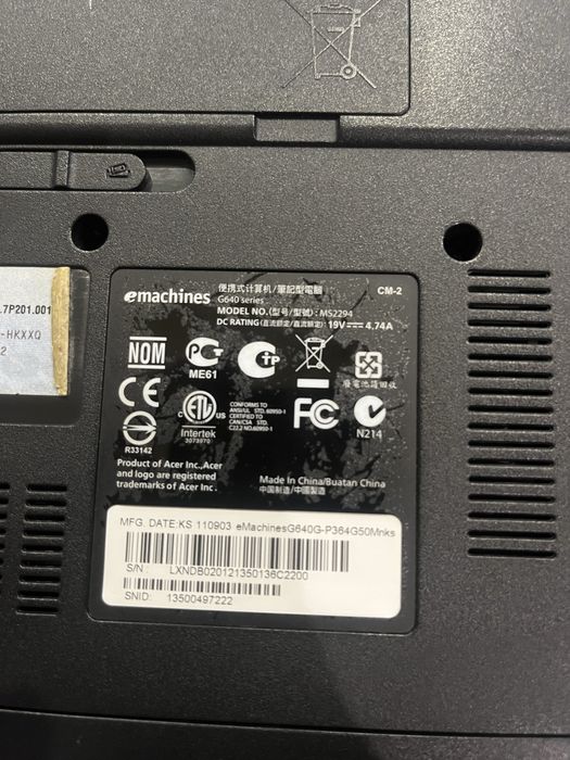 Ноутбук Emachines від Acer