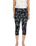 Sportowe legginsy capri z czarno-białym wzorem i siateczką M 38