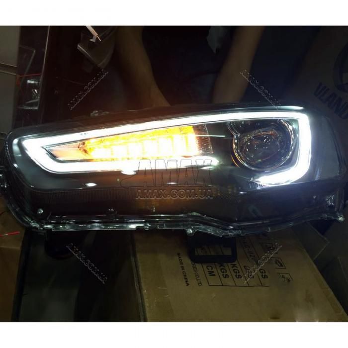 Передняя  оптика линзовые фары фара  FULL LED Mitsubishi Lancer X