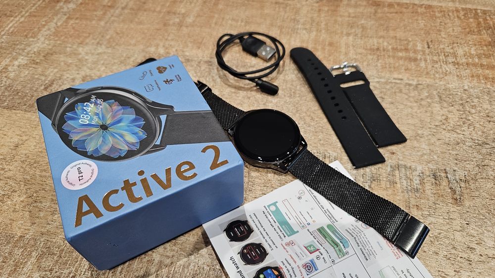 Smartwatch Active 2 T2 Pro elegancki zegarek damski czarny MENU PL