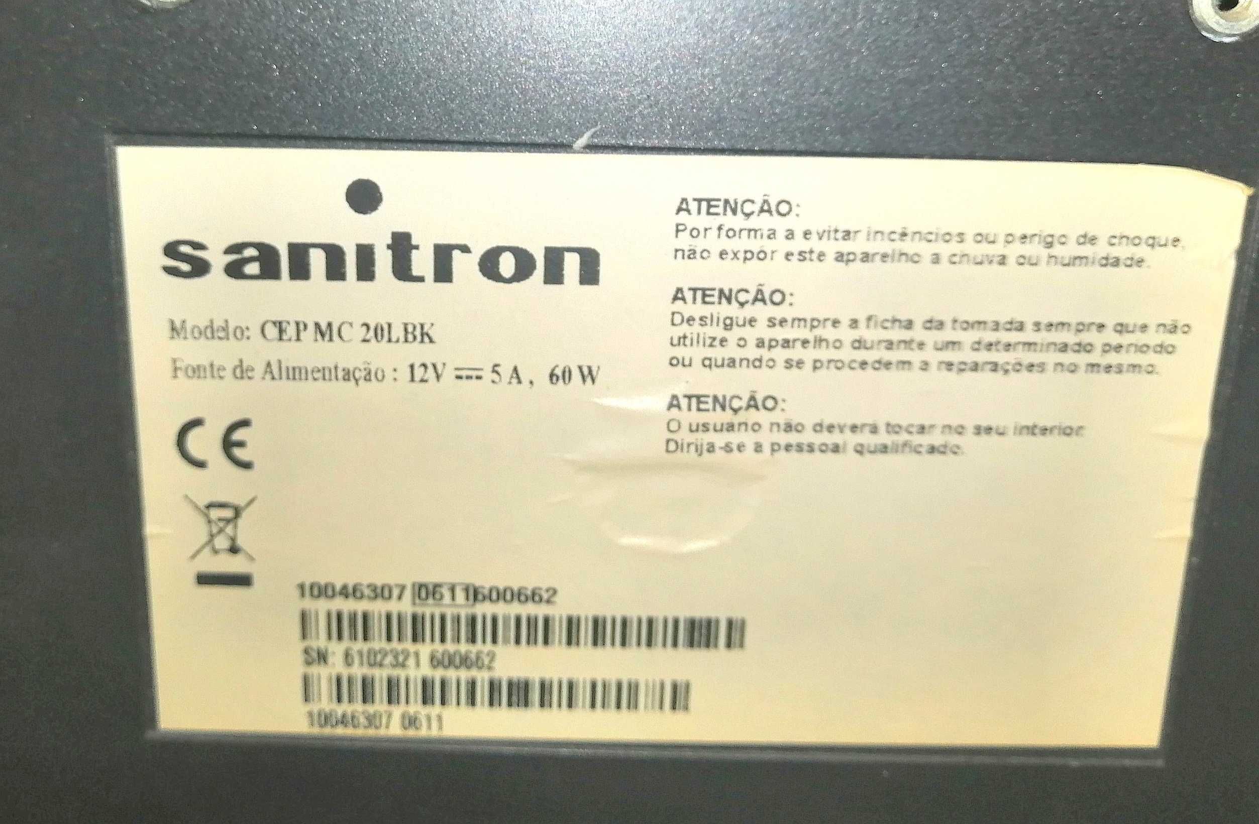 TV SANITRON - 20"_Écran 56cm_Transf 12V=5A_60 W_Colunas Laterais