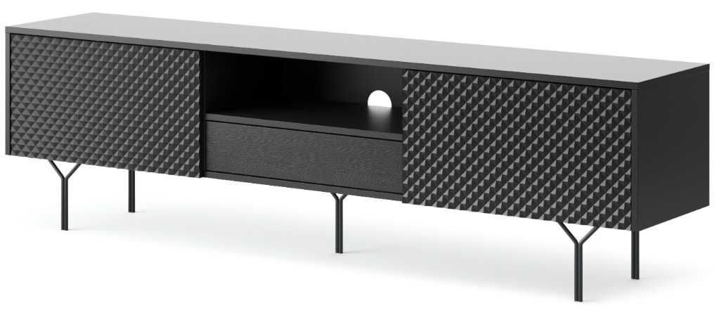 Szafka RTV 180cm RAVEN Front 3D czarny grafit