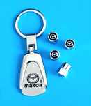 ** NOWY Breloczek MAZDA + Nakrętki na wentyle srebrne komplet tuning