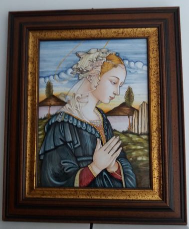 Komplet 2 obrazów włoskich styl renesans malowanych ręcznie na fajansu