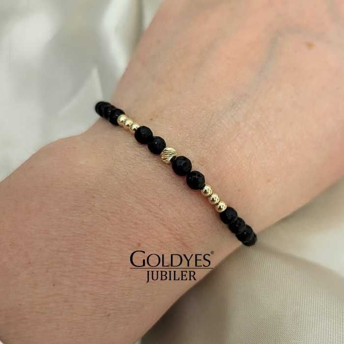 złota bransoletka na sznurku próba złota 585