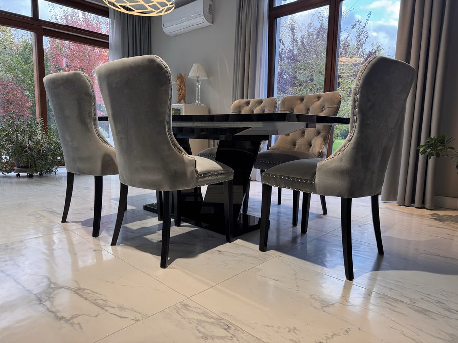 Stół Art Deco czarny lakier PREMIUM 200-240 cm dl x 90 cm szer