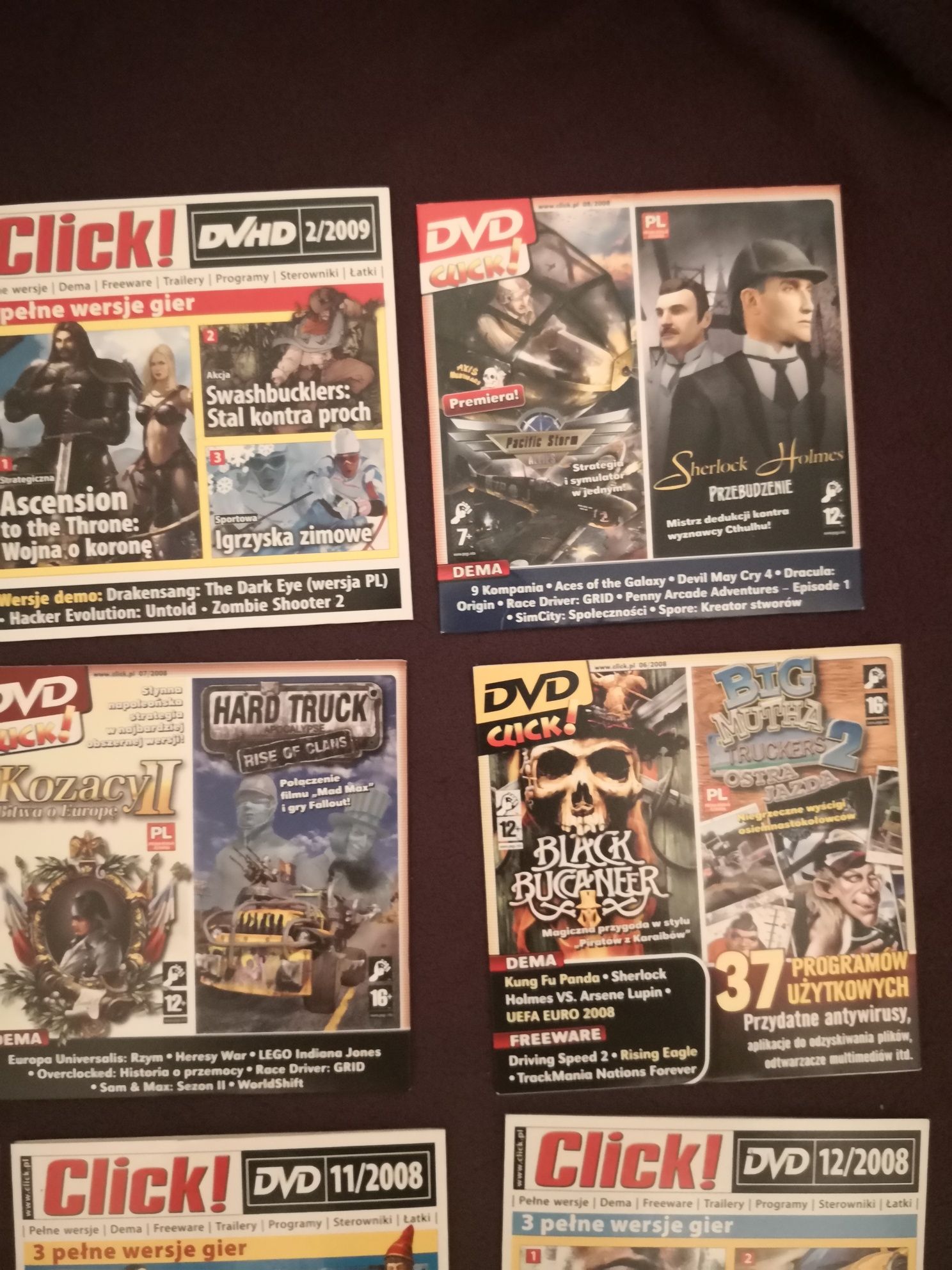 9 płyt DVD z magazynu Click : 2008 - 2009. Pełne wersje gier