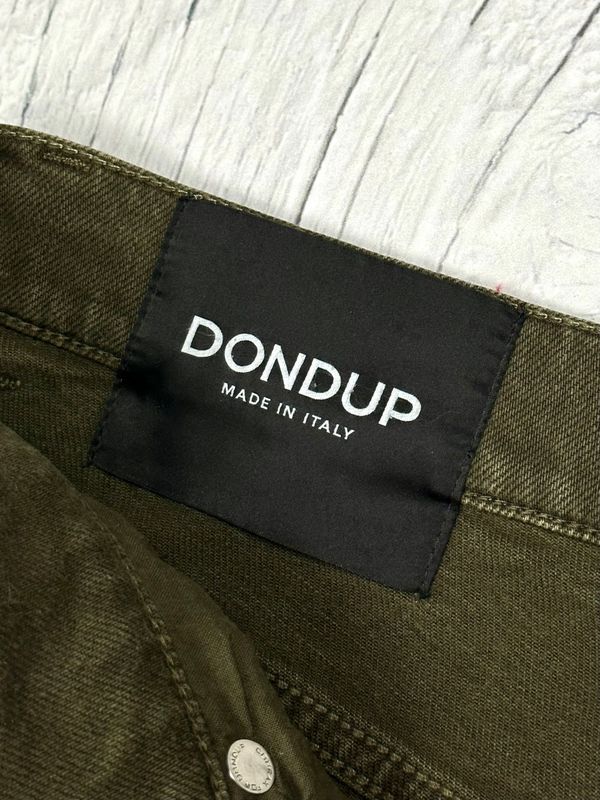 Dondup George Jeansy Rurki Męskie Spodnie Skinny Fit Logowane Khaki r.