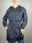 Ciemna parka przeciwdeszczowa wiatrówka płaszcz kapturem plus size 44