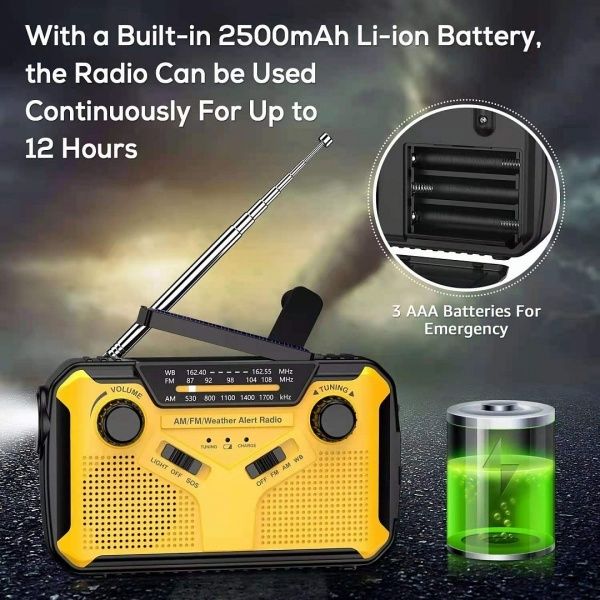 Динамо-радіо - павербанк 2000 мАг та ліхтарик на сонячній батареї