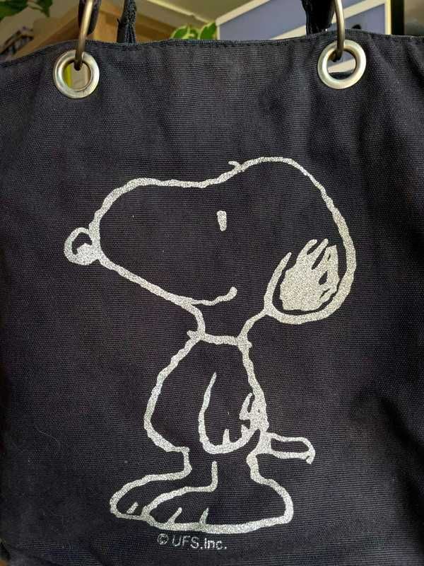 Czarna torba H&M torebka Snoopy dla dziecka dziewczynki nastolatki