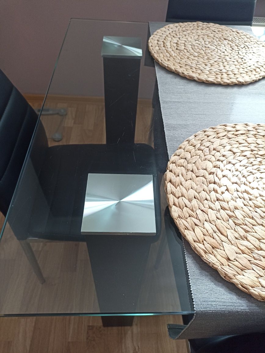 Stół szklany 150x90 i 6 krzeseł