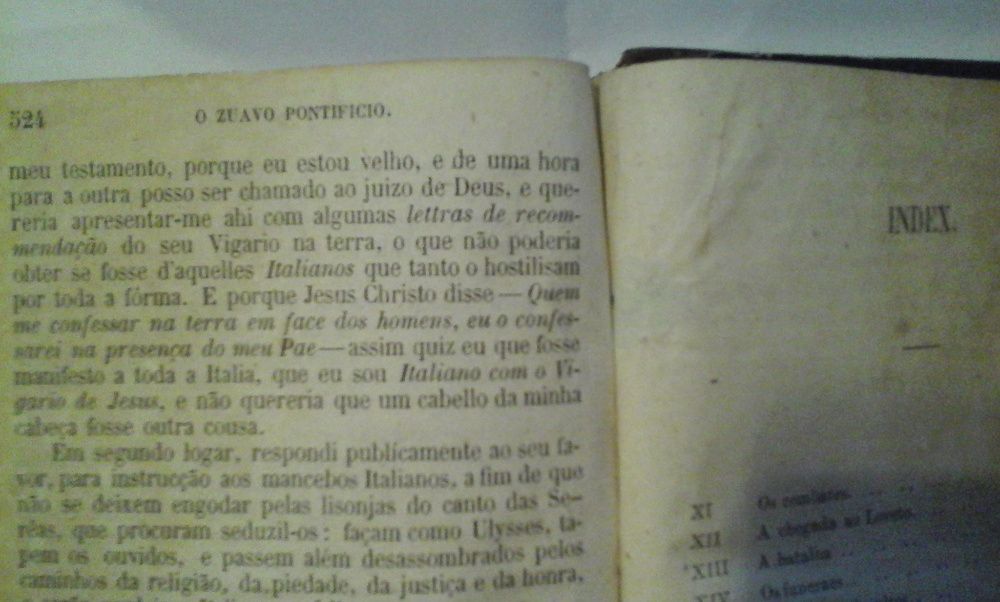 Livro antigo 1863-Bresciani,P. António. Olderico ou Zuavo Pontifício